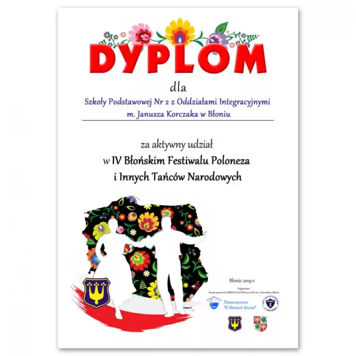 dyplom IV Błoński Festiwal Poloneza i Innych Tańców Narodowych