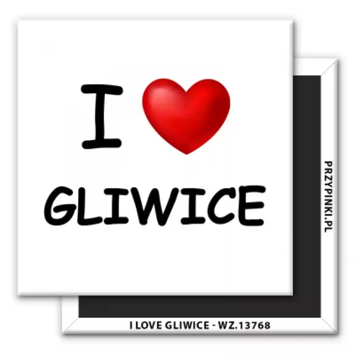 magnes 50x50mm I love Gliwice