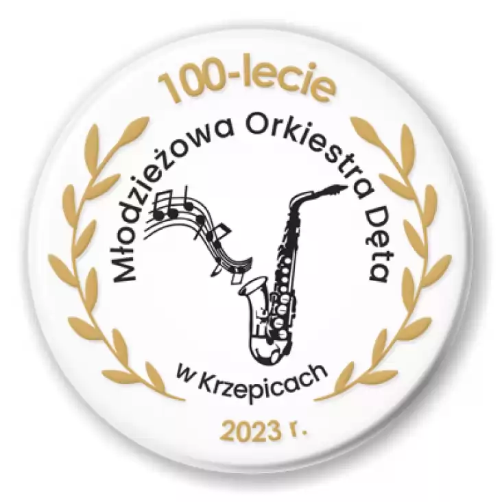 przypinka Jubileusz 100-lecia Młodzieżowej Orkiestry Dętej w Krzepicach