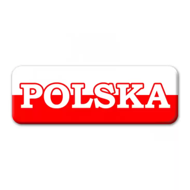 przypinka prostokąt Polska na biało-czerwonym tle
