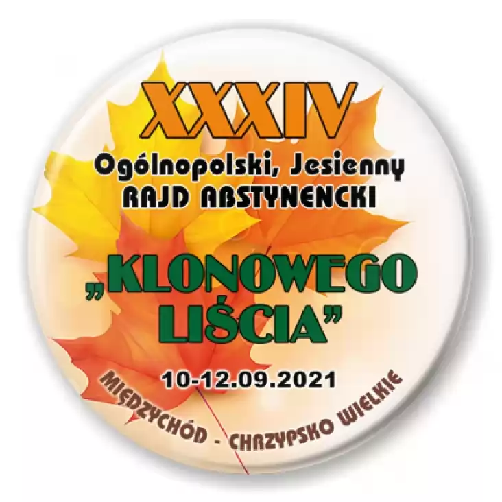przypinka XXXIV Ogólnopolski Jesienny Rajd Abstynencki