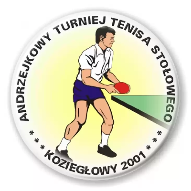 przypinka Andrzejkowy Turniej Tenisa Stołowego - Koziegłowy 2001