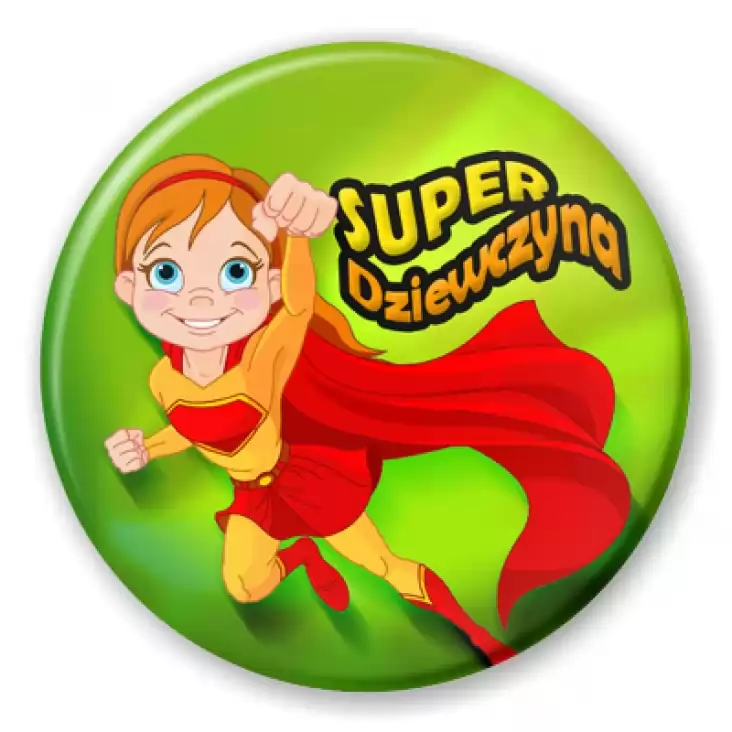 przypinka Super Dziewczyna Supermanka na zielonym tle