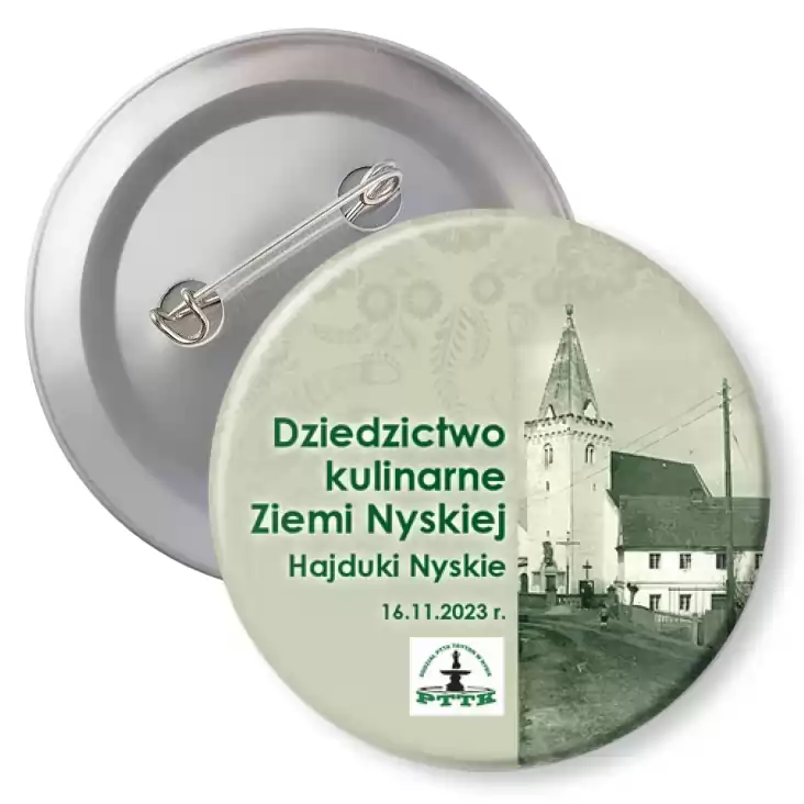 przypinka z agrafką Dziedzictwo kulinarne Ziemi Nyskiej - Hajduki Nyskie
