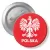 Przypinka z agrafką Orzeł i napis Polska na czerwonym tle