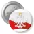 Przypinka z agrafką Orzeł w koronie na tle powiewającej flagi Polski