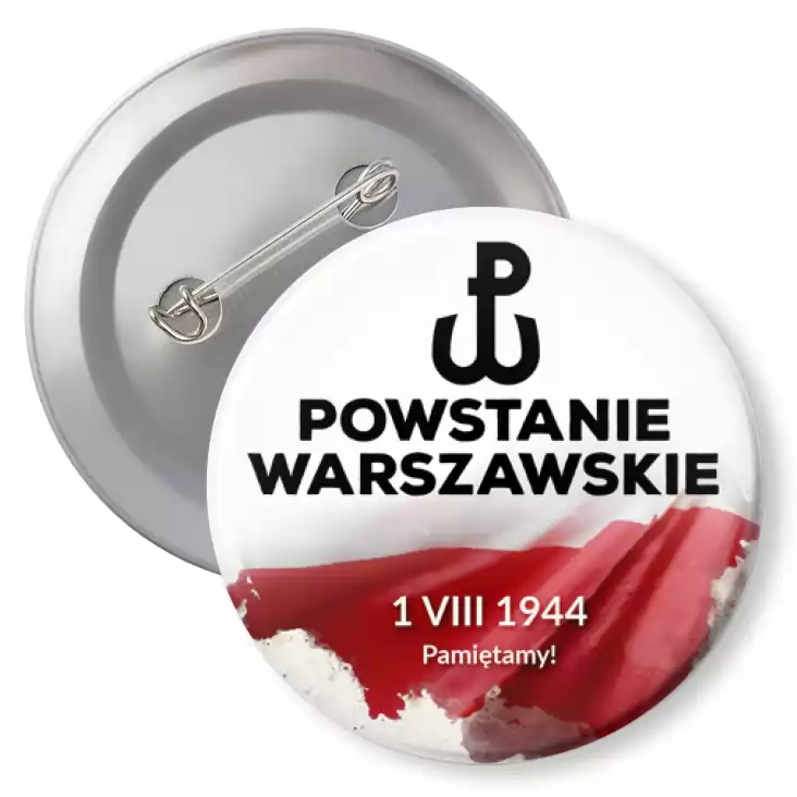 przypinka z agrafką Powstanie Warszawskie flaga Polski