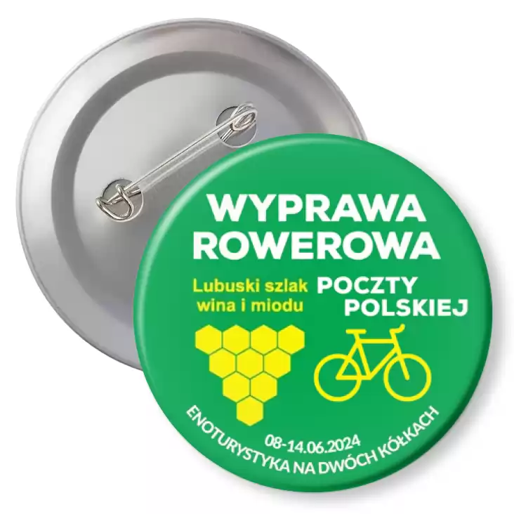 przypinka z agrafką Wyprawa rowerowa Poczty Polskiej 2024