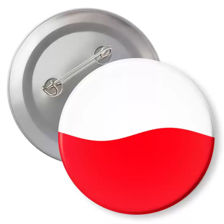 przypinka z agrafką Polska falująca biało-czerwona flaga