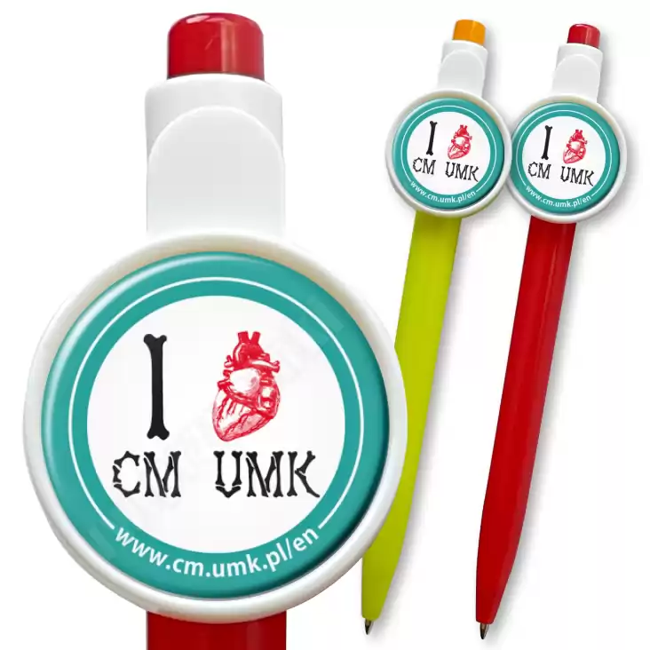 przypinka długopis I love CM UMK