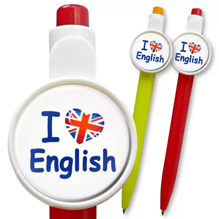 przypinka długopis I Love English