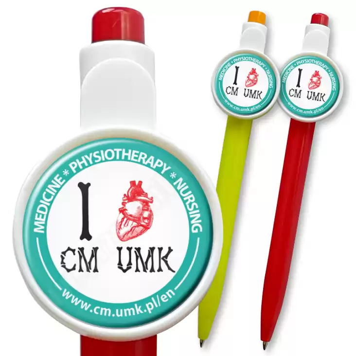 przypinka długopis I love CM UMK