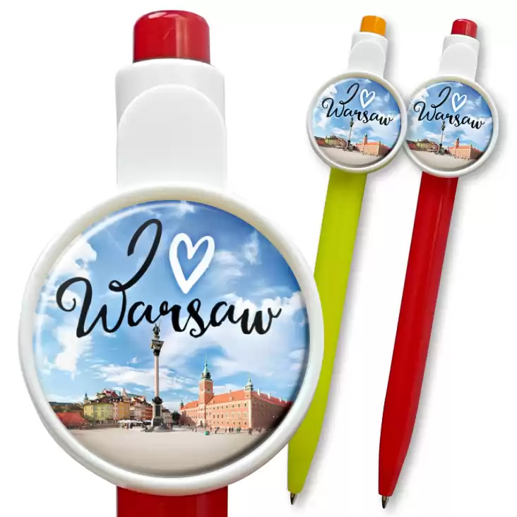 przypinka długopis I love Warsaw