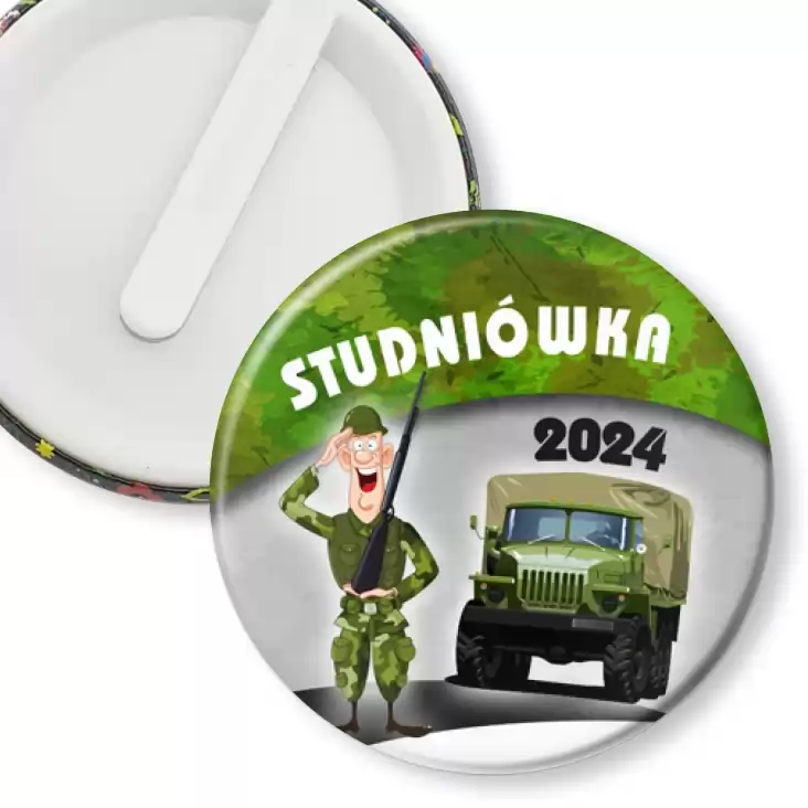 przypinka klips Studniówka żołnierz i wóz bojowy