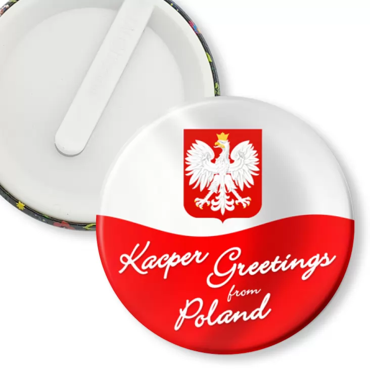 przypinka klips Kacper Greeings from Poland