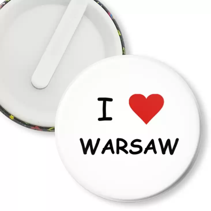 przypinka klips I love Warszawa