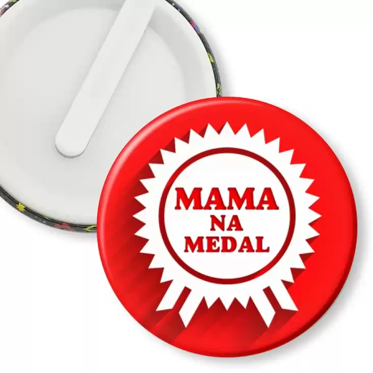 przypinka klips Mama na medal z rozetą