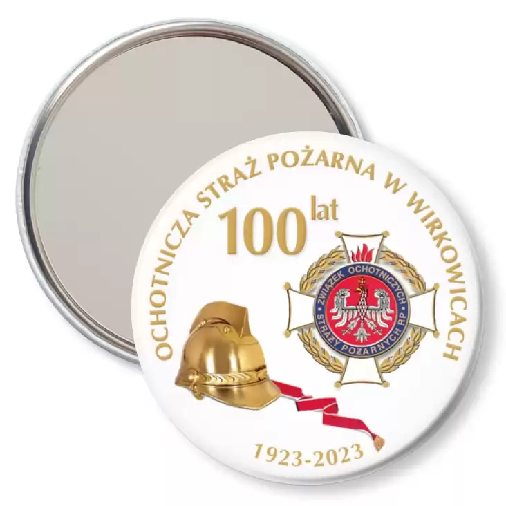 przypinka lusterko 100 lat Ochotniczej Straży Pożarnej w Wirkowicach