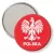 Przypinka lusterko Orzeł i napis Polska na czerwonym tle