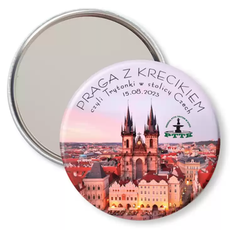 przypinka lusterko Praga z krecikiem