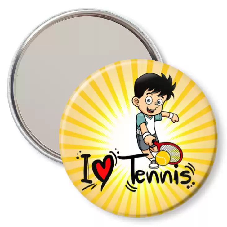 przypinka lusterko I love tennis