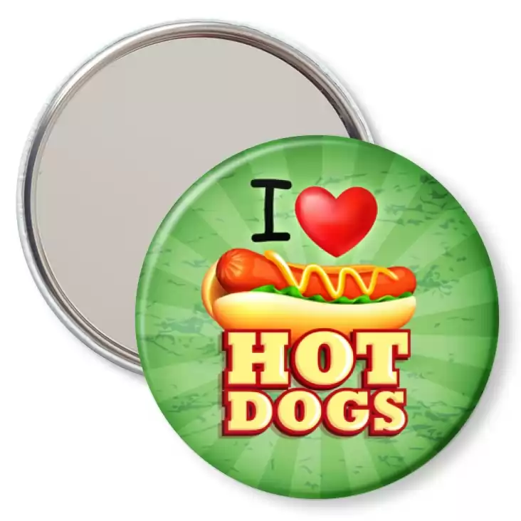 przypinka lusterko I love Hot-Dogs