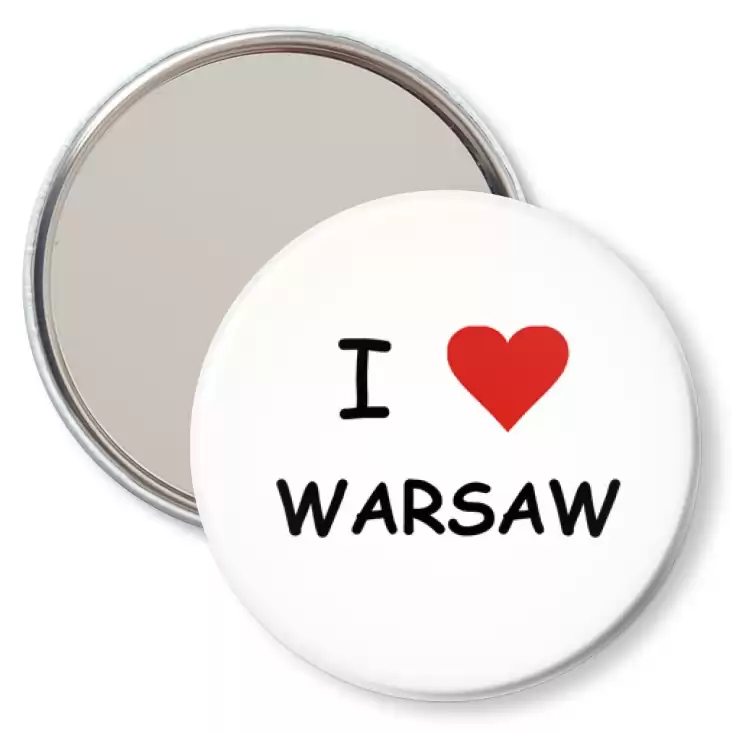 przypinka lusterko I love Warszawa