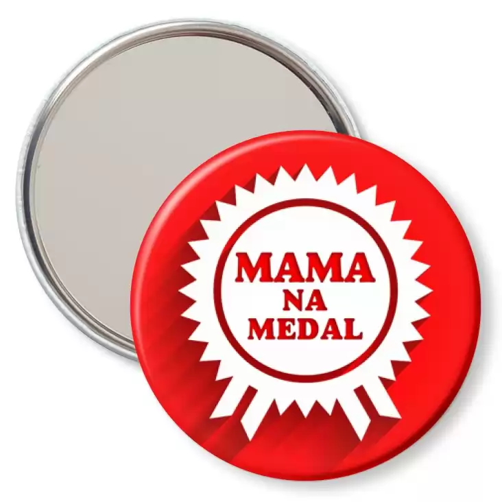 przypinka lusterko Mama na medal z rozetą