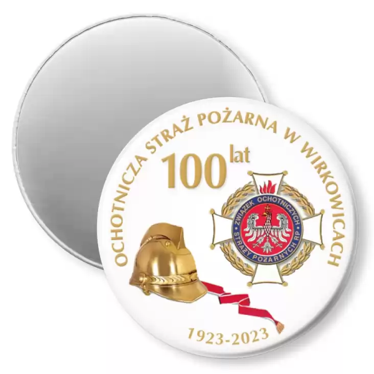 przypinka magnes 100 lat Ochotniczej Straży Pożarnej w Wirkowicach
