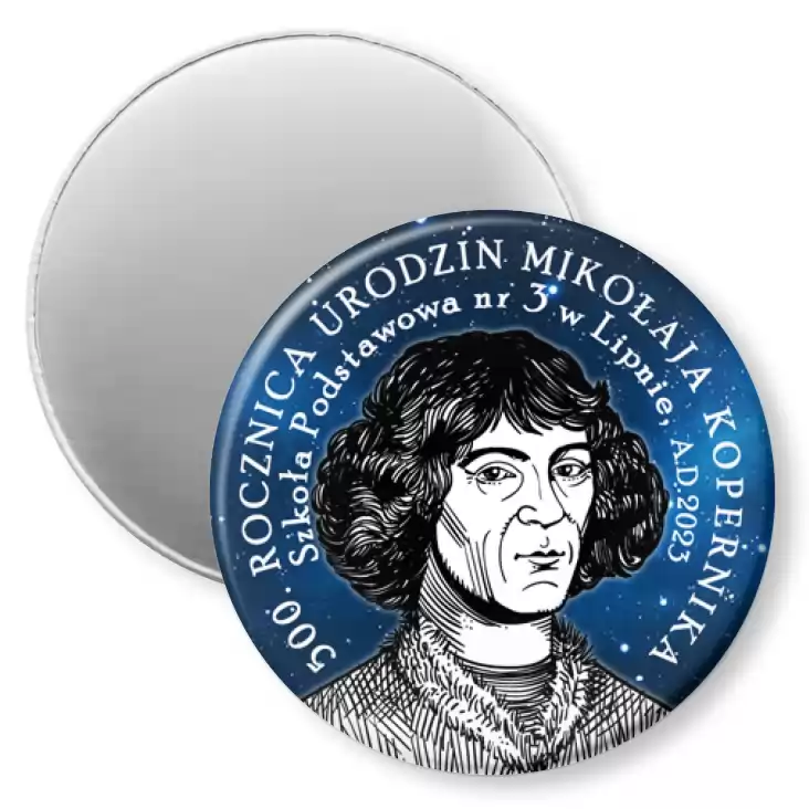 przypinka magnes 500 Rocznica Urodzin Mikołaja Kopernika Szkoła Podstawowa w Lipnie