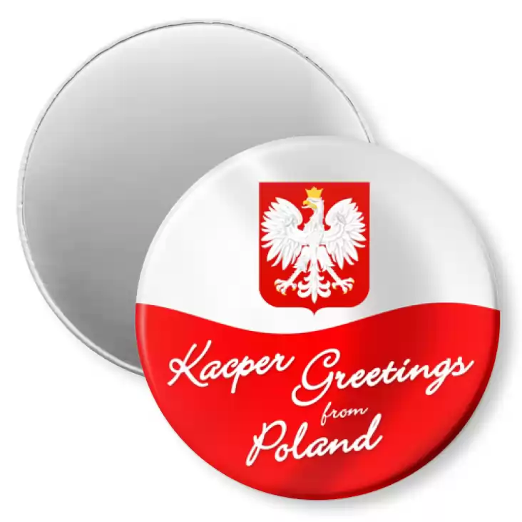 przypinka magnes Kacper Greeings from Poland