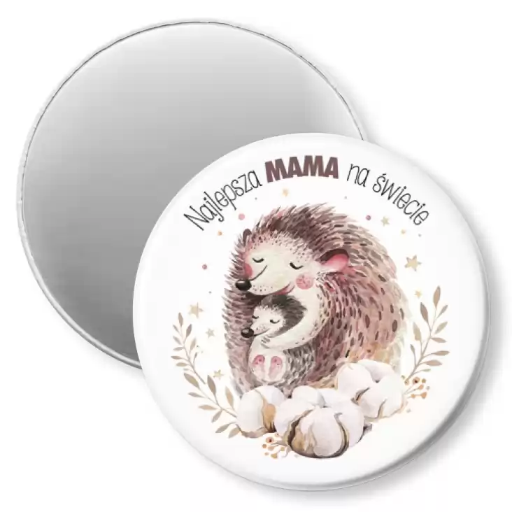 przypinka magnes Dzień Matki Najlepsza mama na świecie Jeżyki