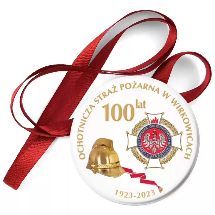 przypinka medal 100 lat Ochotniczej Straży Pożarnej w Wirkowicach