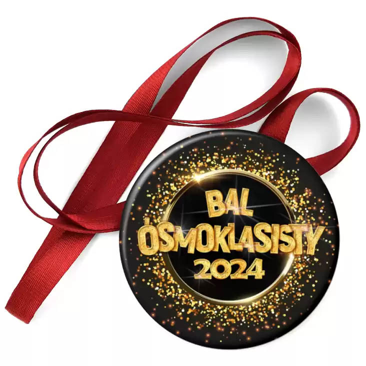 przypinka medal Bal Ósmoklasisty złoty napis