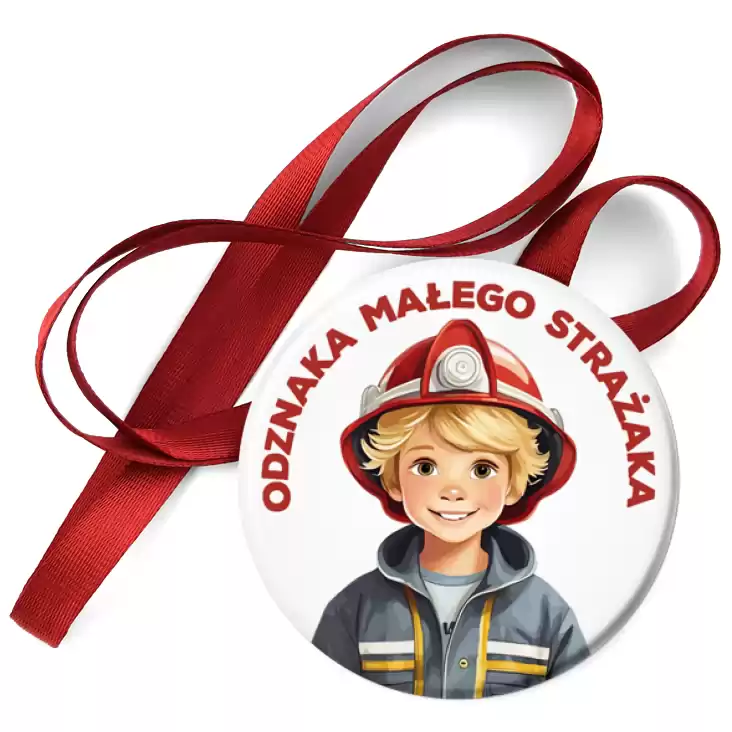 przypinka medal Odznaka Małego Strażaka chłopiec strażak