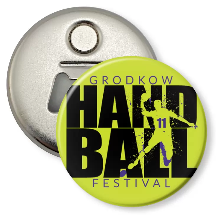 przypinka otwieracz-magnes 11 Grodków Handball Festival