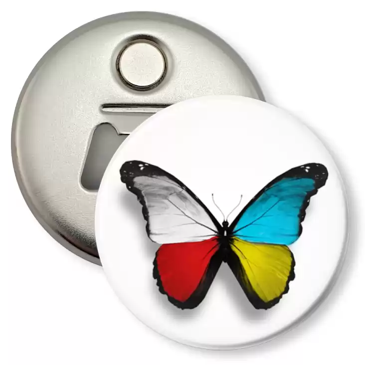 przypinka otwieracz-magnes Motyl Polska-Ukraina