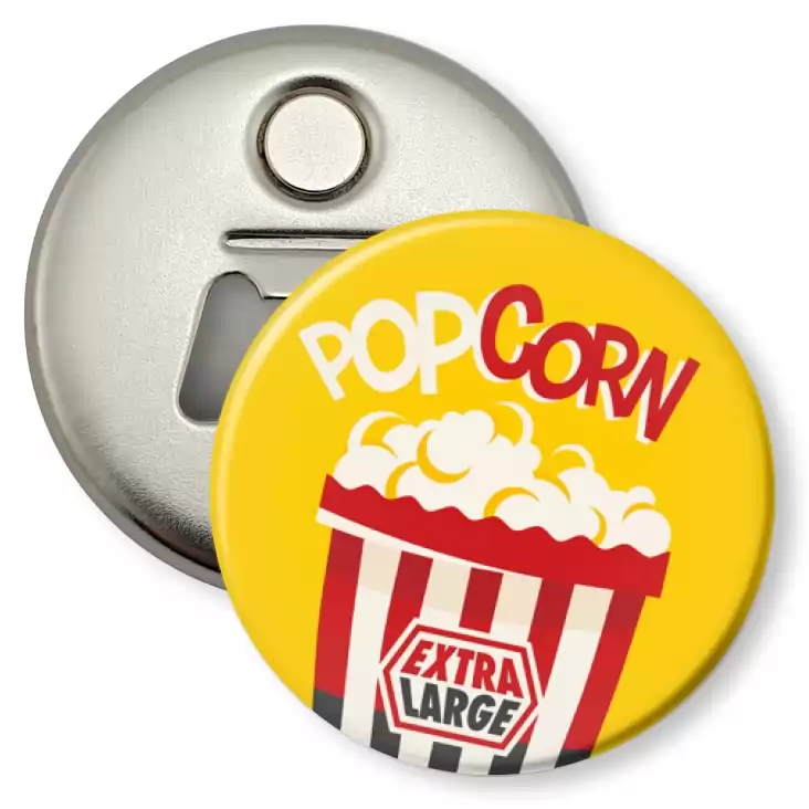 przypinka otwieracz-magnes Popcorn