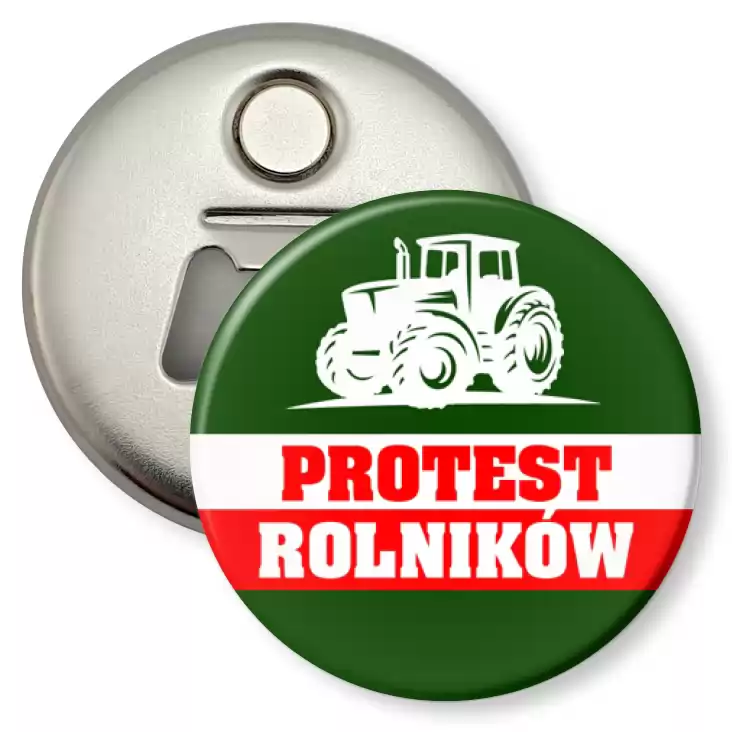 przypinka otwieracz-magnes Protest rolników z ciągnikiem