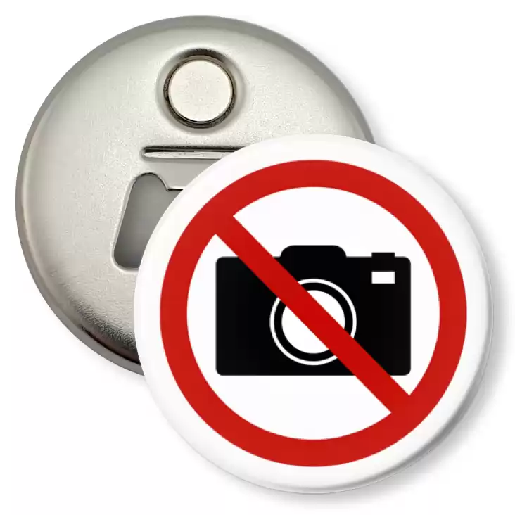 przypinka otwieracz-magnes Zakaz fotografowania