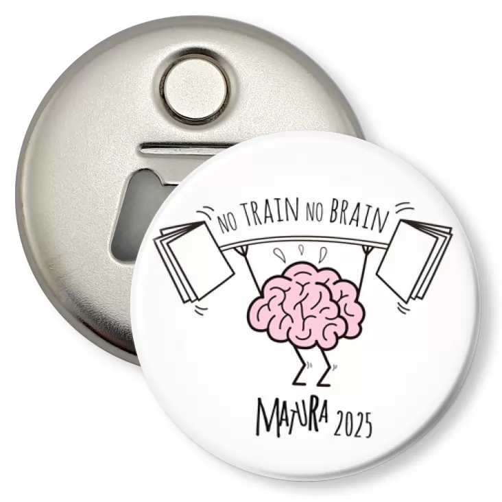 przypinka otwieracz-magnes Matura trenuj swój mózg