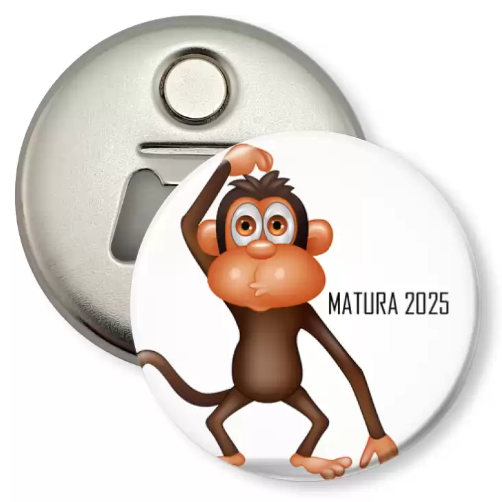 przypinka otwieracz-magnes Matura z zatroskaną małpą