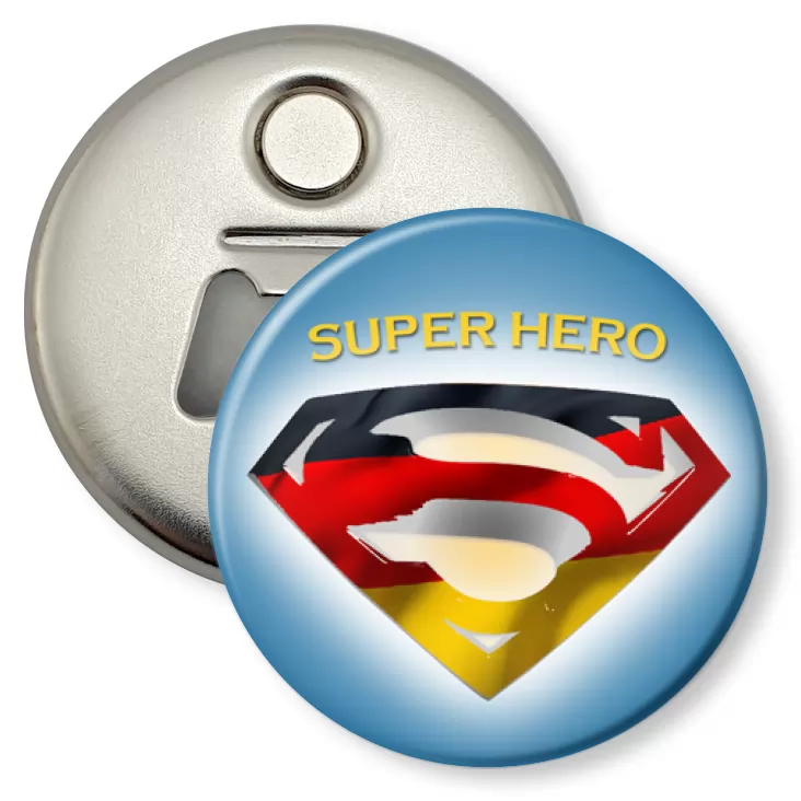przypinka otwieracz-magnes Super Hero