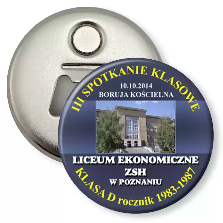 przypinka otwieracz-magnes III Spotkanie Klasowe LE ZSH w Poznaniu