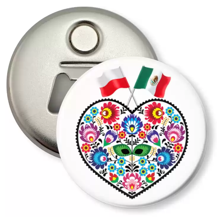 przypinka otwieracz-magnes Polska - Meksyk