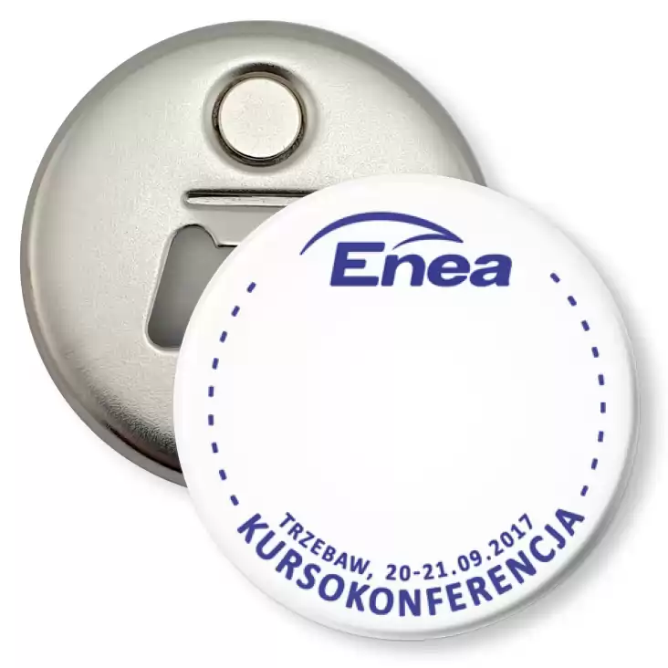 przypinka otwieracz-magnes Kurskokonferencja Enea