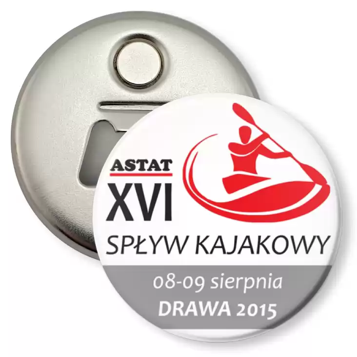 przypinka otwieracz-magnes Spływ Kajakowy Drawa 2015 