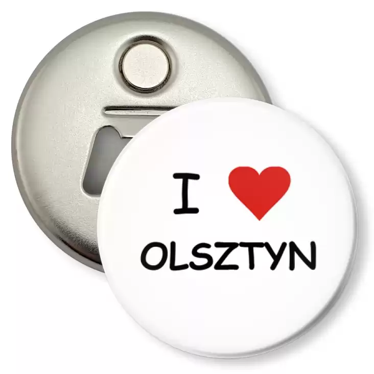 przypinka otwieracz-magnes I love Olsztyn