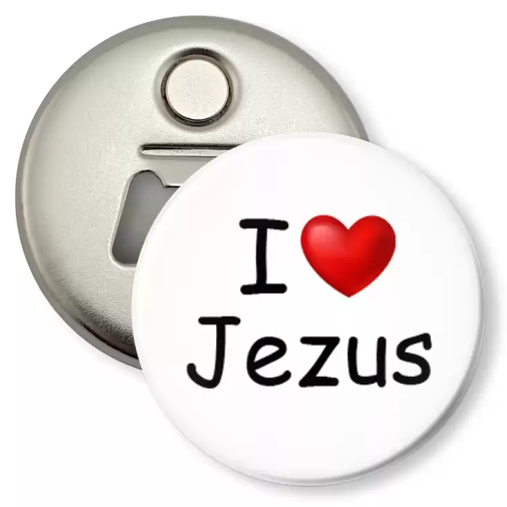 przypinka otwieracz-magnes I love Jezus