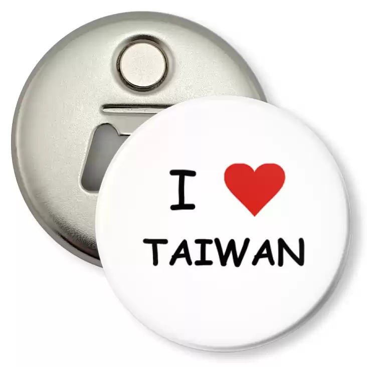 przypinka otwieracz-magnes I love Taiwan